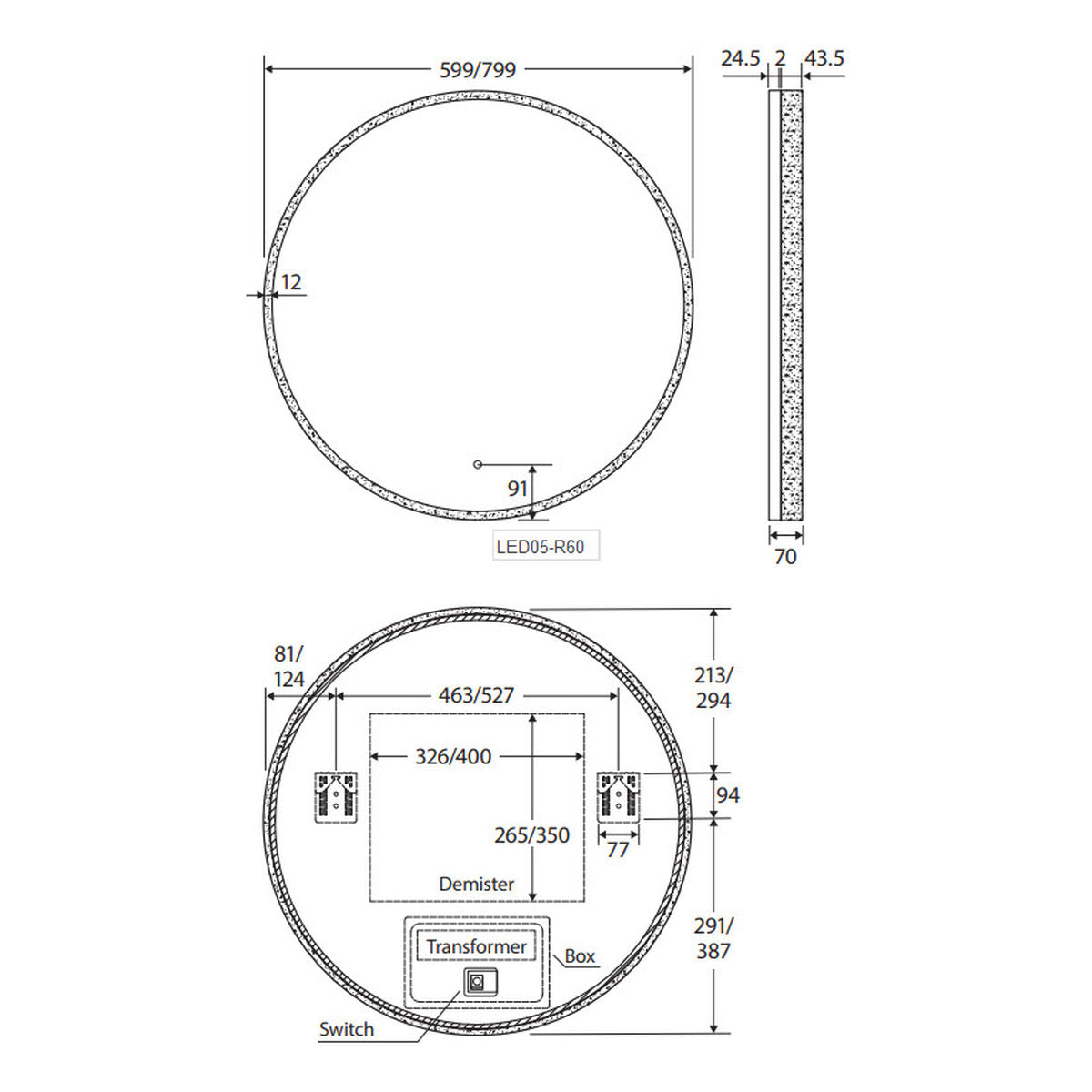 Fienza Sansa Round Led Mirror, 600 mm