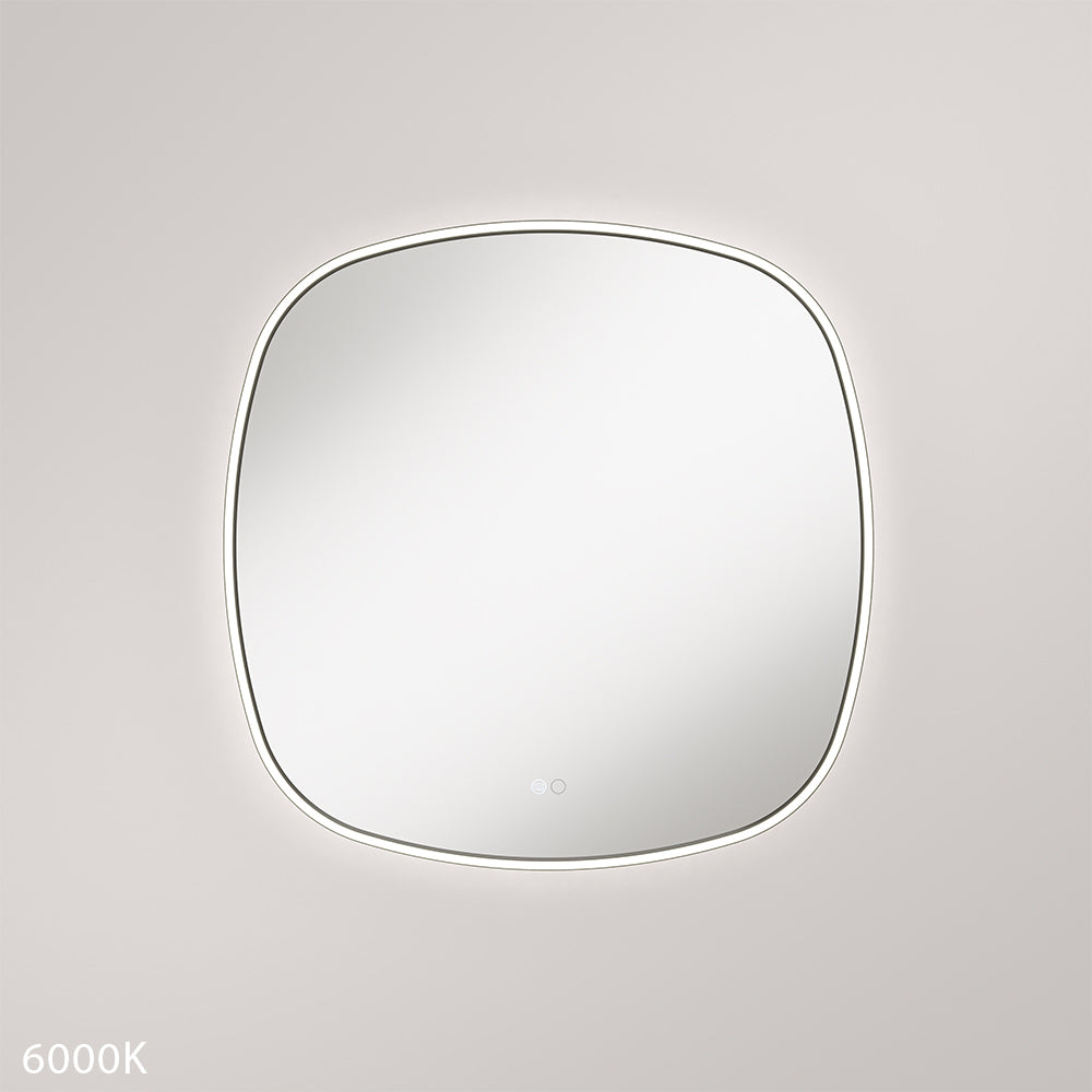 Kiara LED Framed Squircle Mirror, 700mm, Matte Black