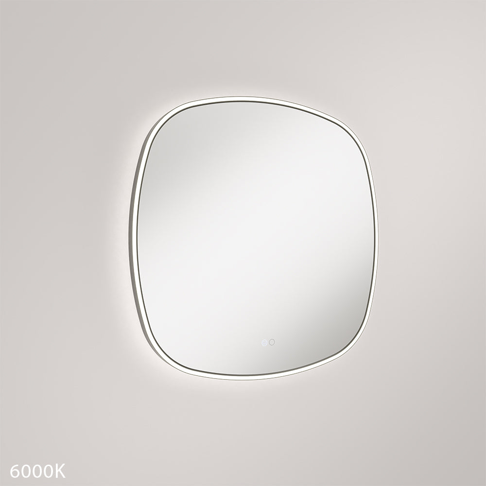Kiara LED Framed Squircle Mirror, 700mm, Matte Black