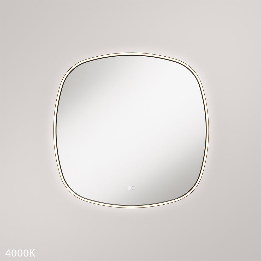 Kiara LED Framed Squircle Mirror, 700mm, Matte Black