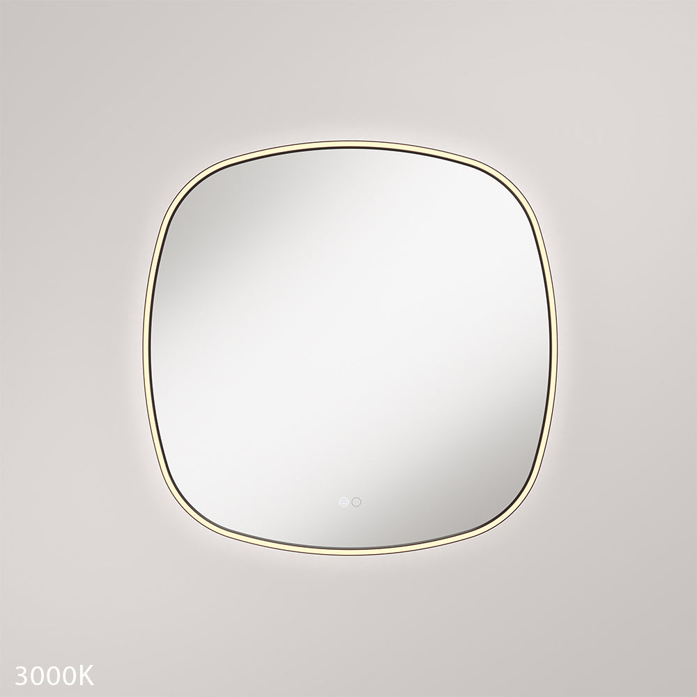 Kiara LED Framed Squircle Mirror, 700mm, Matte Black