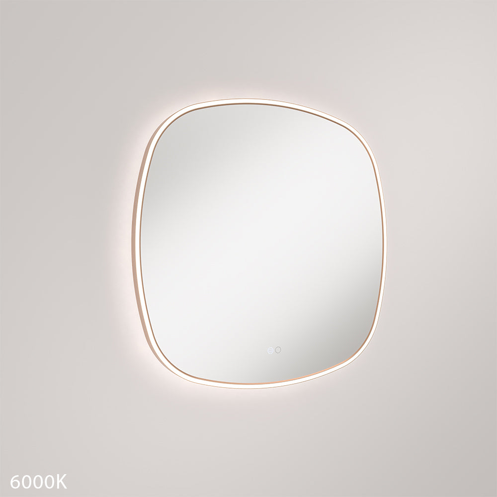 Kiara LED Framed Squircle Mirror, 700mm, Brushed Copper