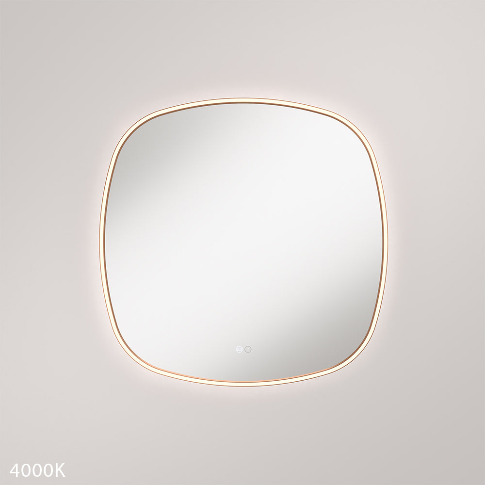 Kiara LED Framed Squircle Mirror, 700mm, Brushed Copper