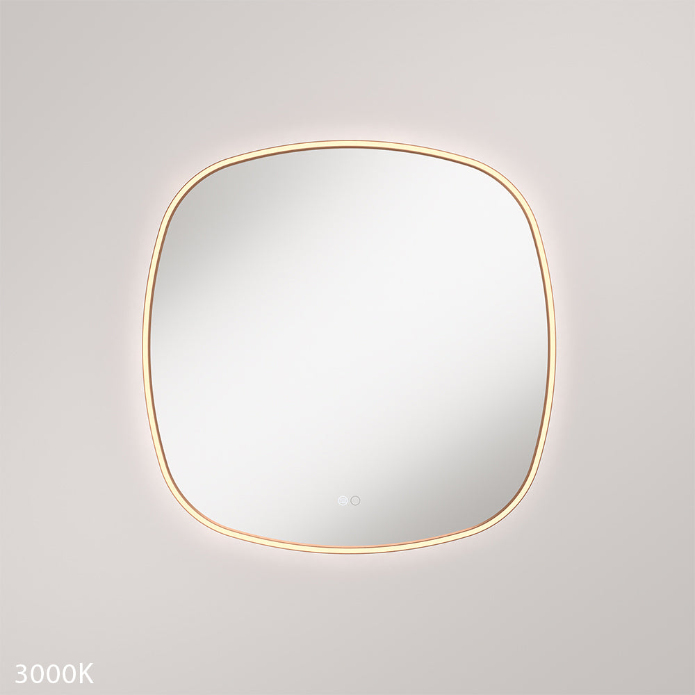 Kiara LED Framed Squircle Mirror, 700mm, Brushed Copper
