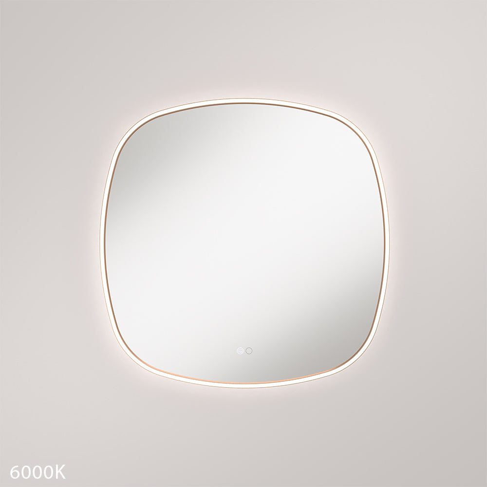 Kiara LED Framed Squircle Mirror, 700mm, Brushed Copper