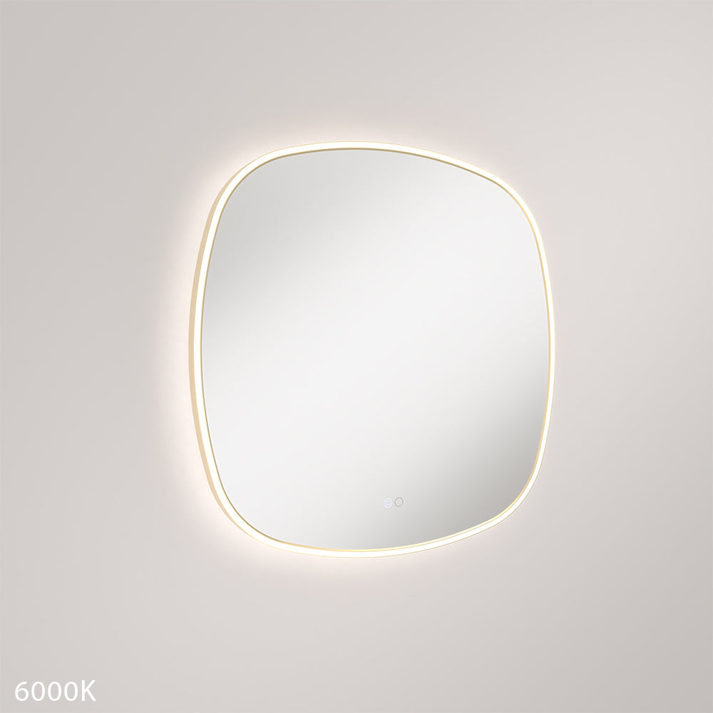Kiara LED Framed Squircle Mirror, 700mm, Urban Brass