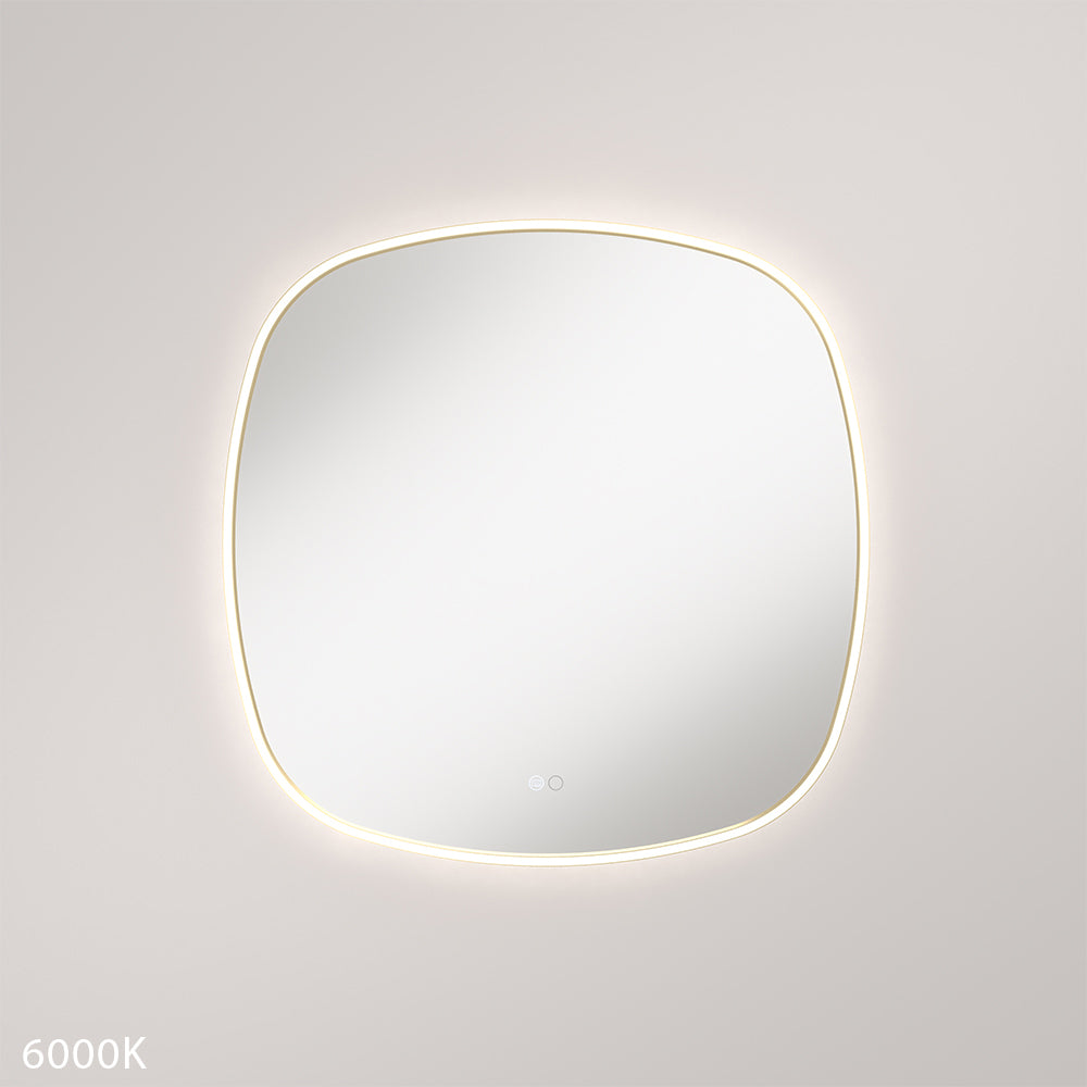 Kiara LED Framed Squircle Mirror, 700mm, Urban Brass