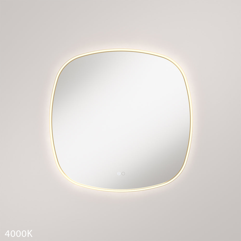 Kiara LED Framed Squircle Mirror, 700mm, Urban Brass