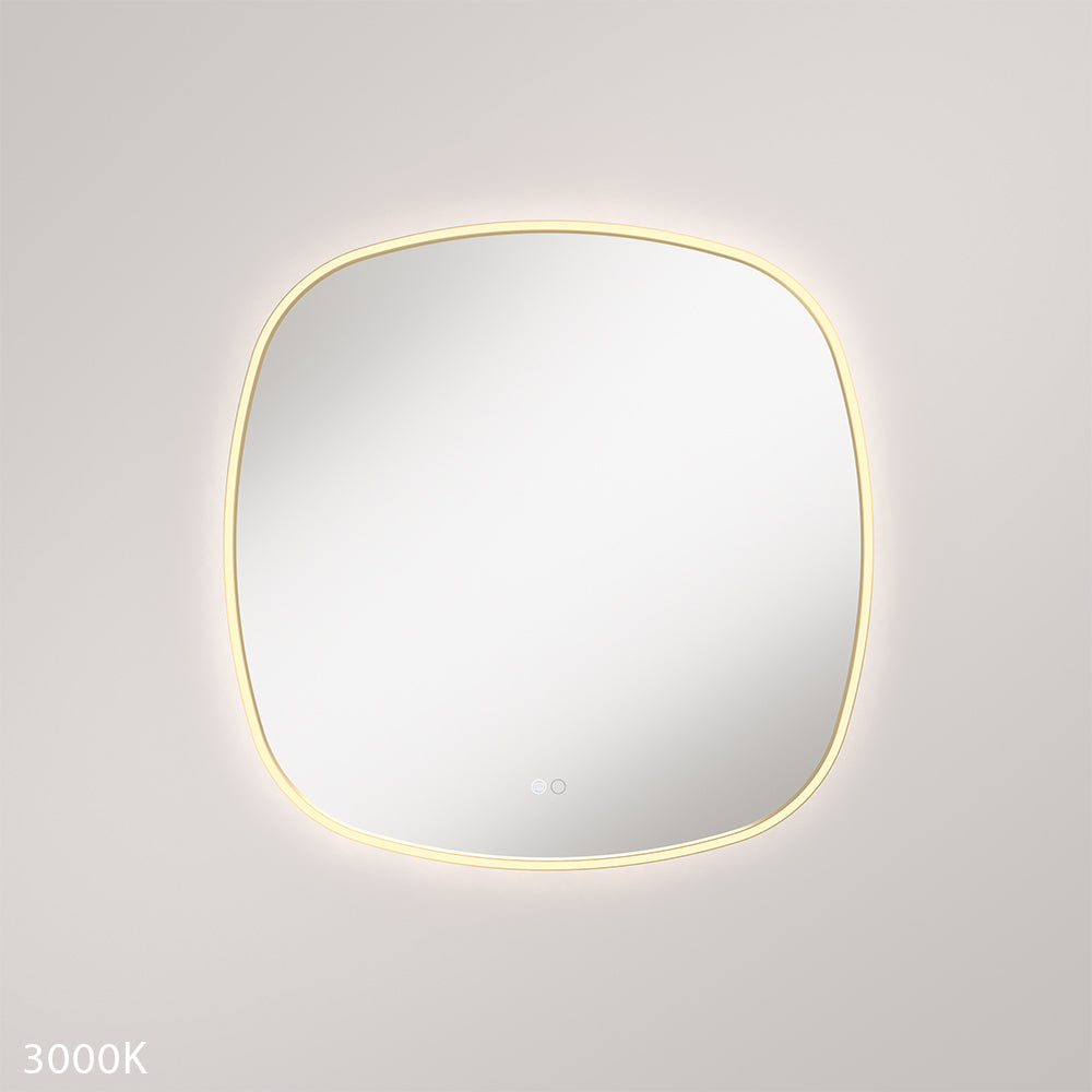 Kiara LED Framed Squircle Mirror, 700mm, Urban Brass