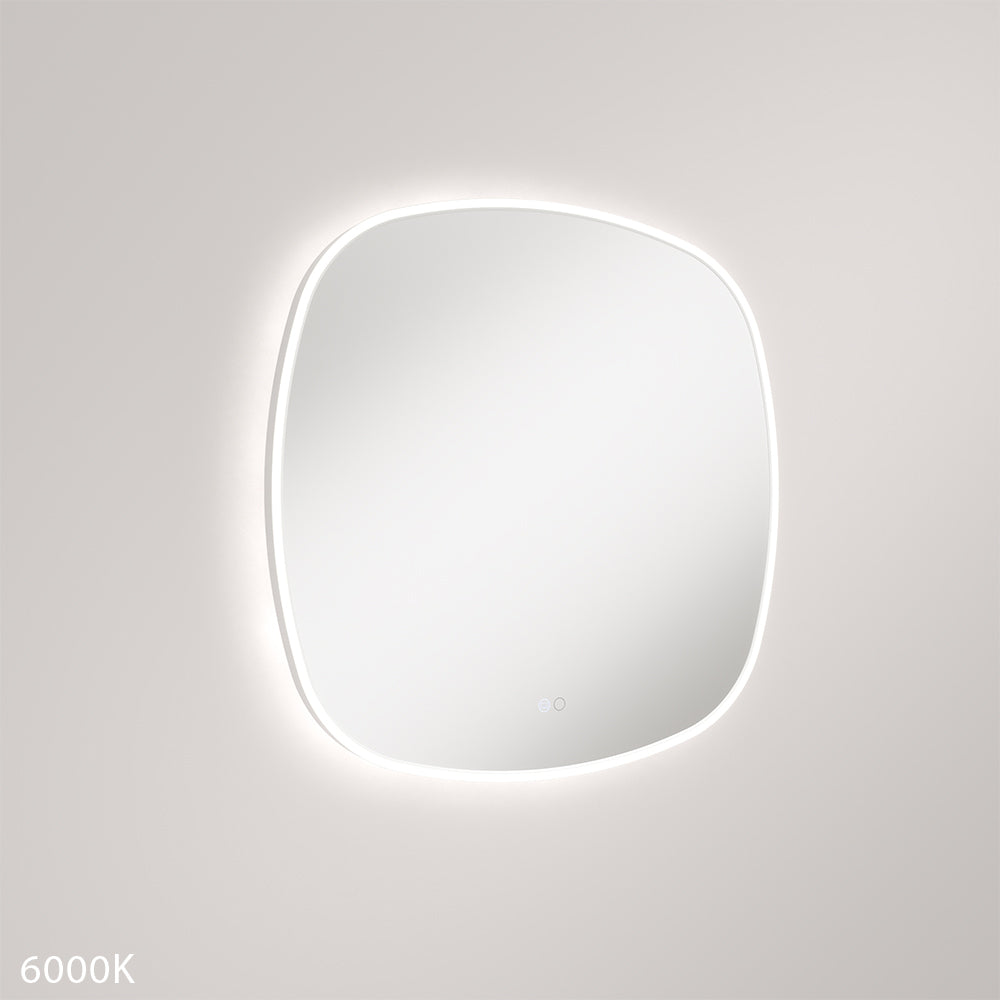 Kiara LED Framed Squircle Mirror, 700mm, Matte White