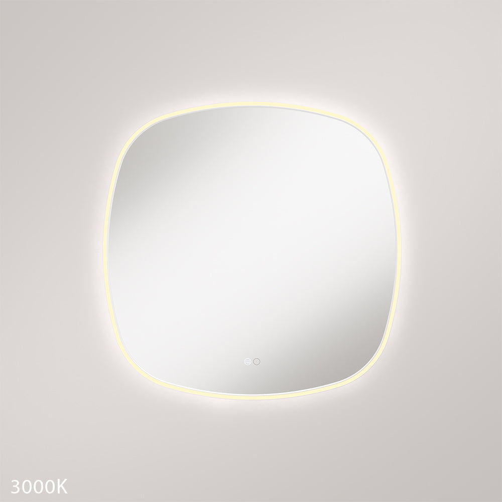 Kiara LED Framed Squircle Mirror, 700mm, Matte White