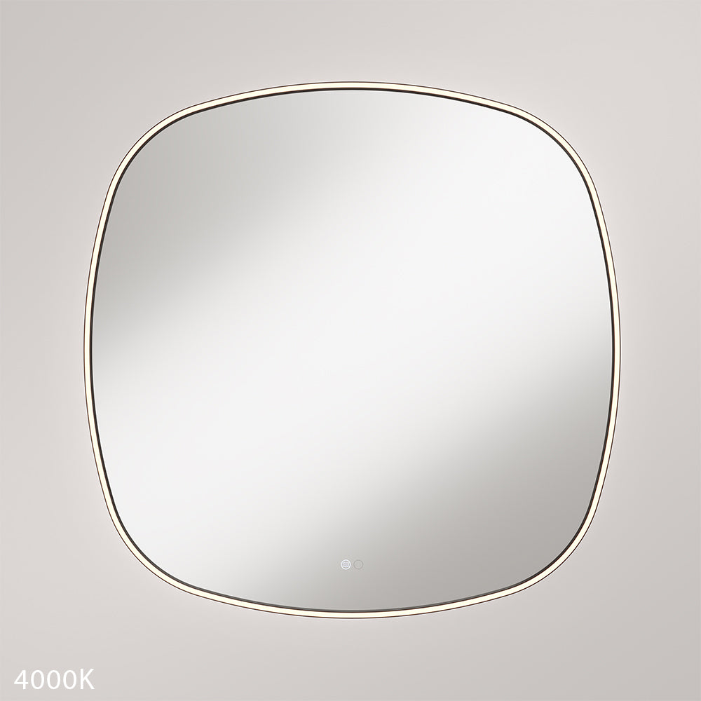Kiara LED Framed Squircle Mirror, 900mm, Matte Black