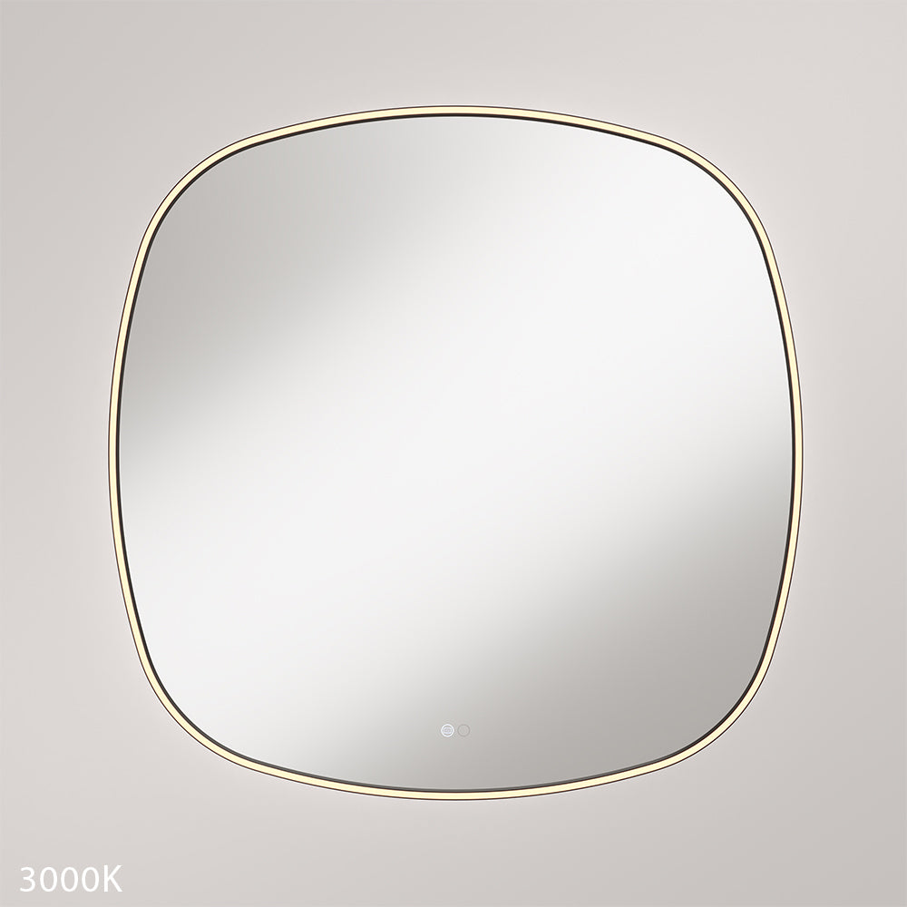 Kiara LED Framed Squircle Mirror, 900mm, Matte Black