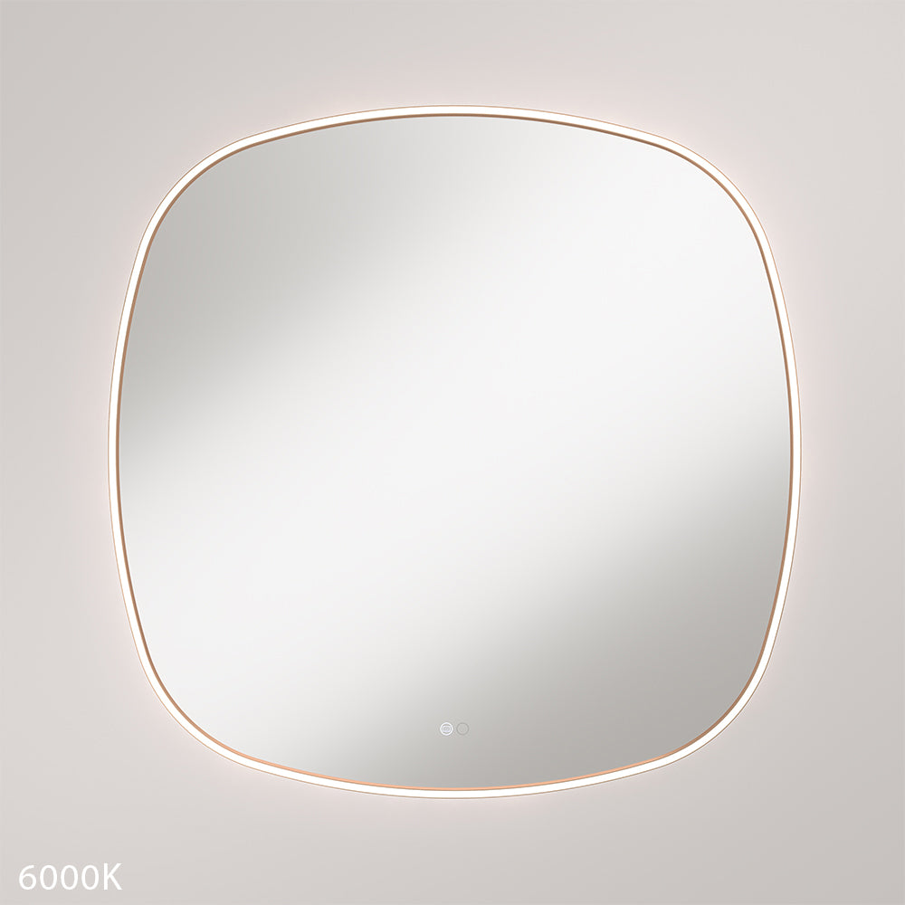 Kiara LED Framed Squircle Mirror, 900mm, Brushed Copper