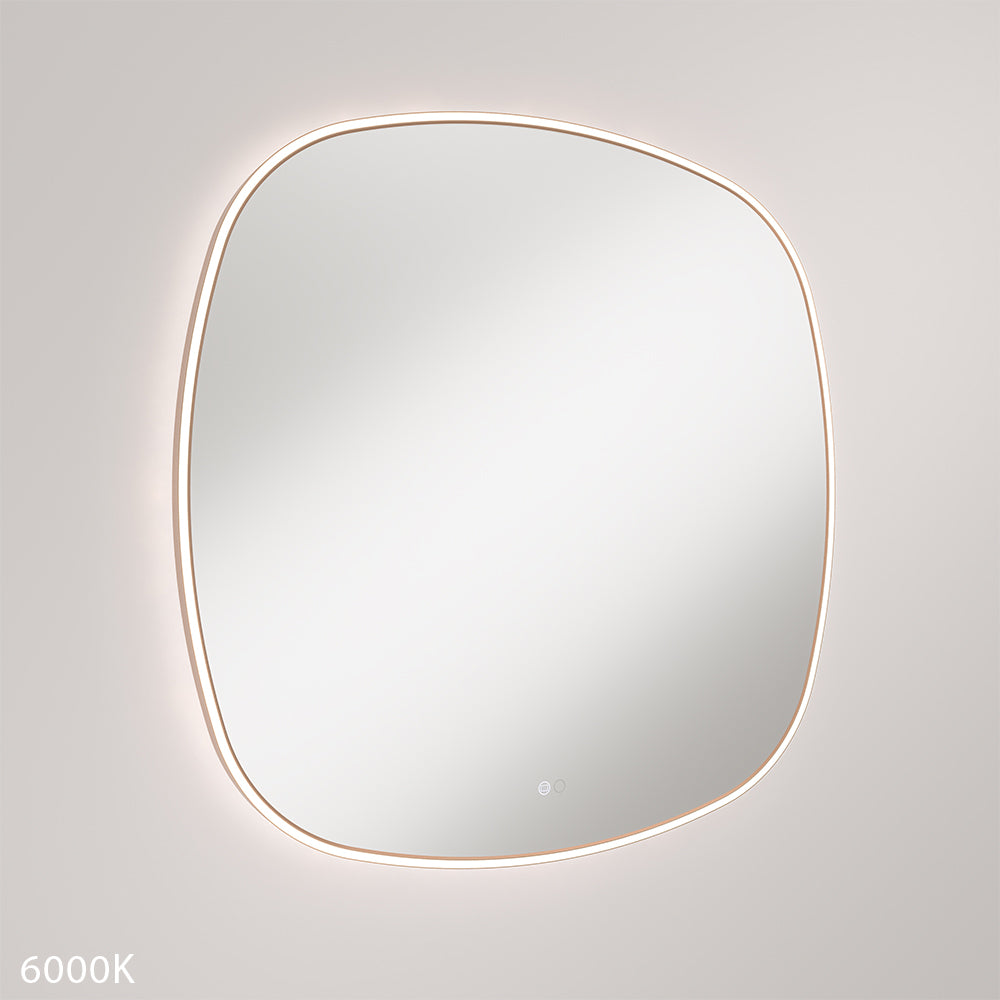 Kiara LED Framed Squircle Mirror, 900mm, Brushed Copper