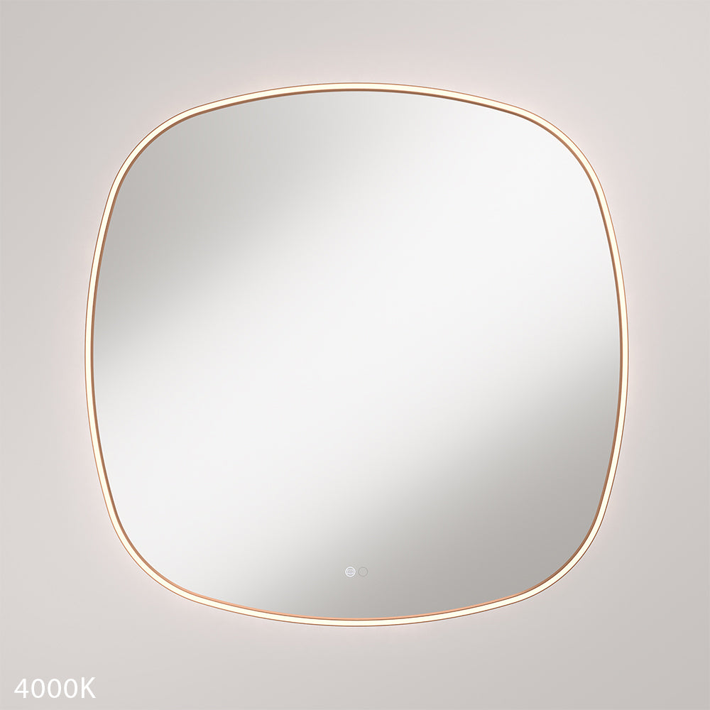 Kiara LED Framed Squircle Mirror, 900mm, Brushed Copper