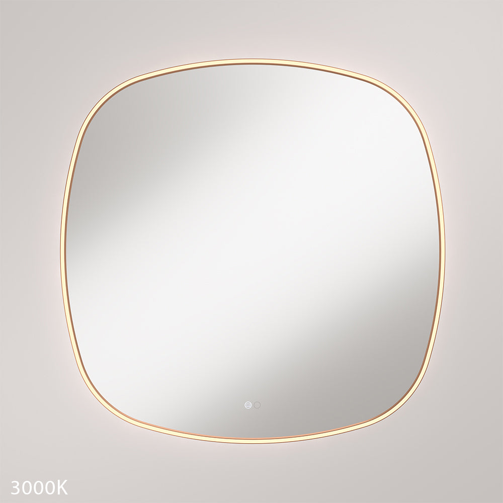 Kiara LED Framed Squircle Mirror, 900mm, Brushed Copper