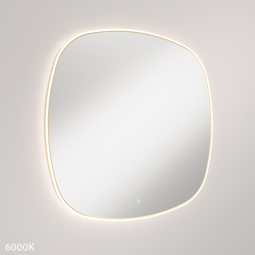 Kiara LED Framed Squircle Mirror, 900mm, Urban Brass