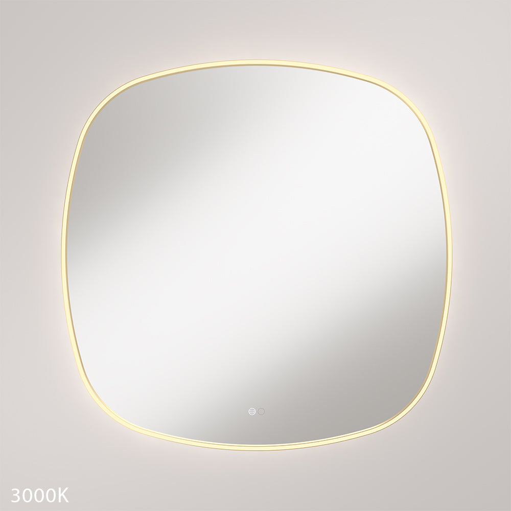 Kiara LED Framed Squircle Mirror, 900mm, Urban Brass