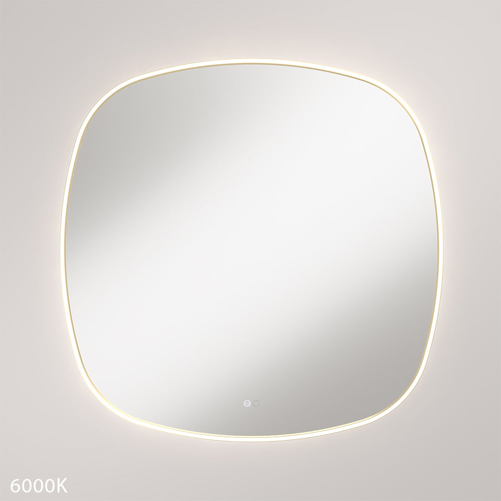 Kiara LED Framed Squircle Mirror, 900mm, Urban Brass