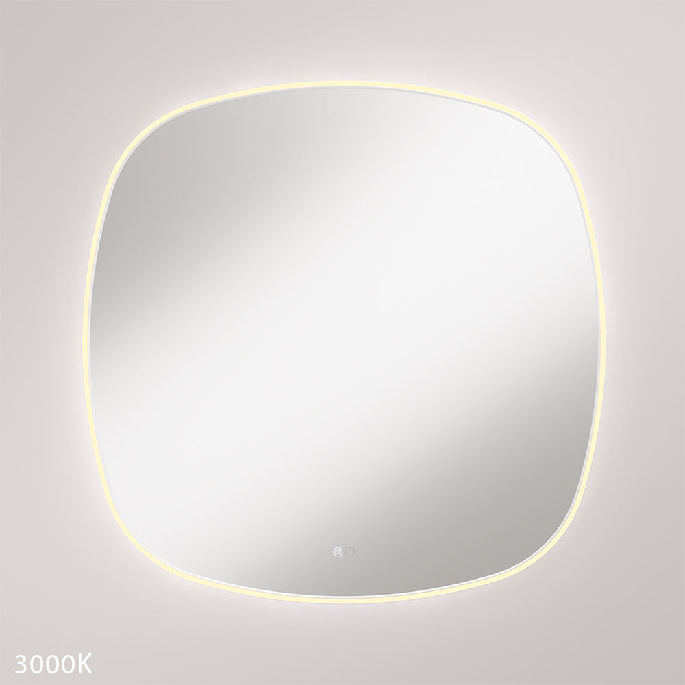 Kiara LED Framed Squircle Mirror, 900mm, Matte White