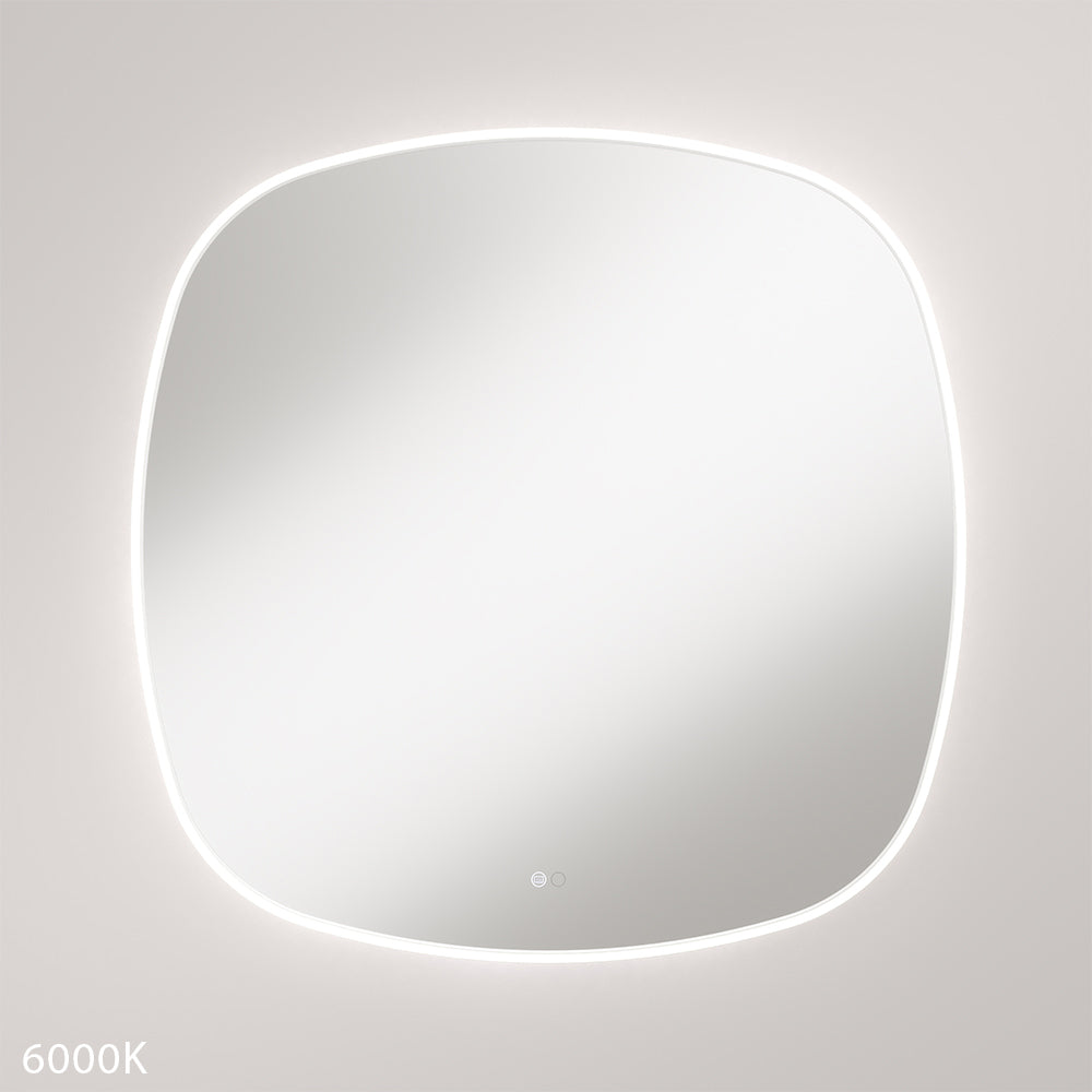 Kiara LED Framed Squircle Mirror, 900mm, Matte White