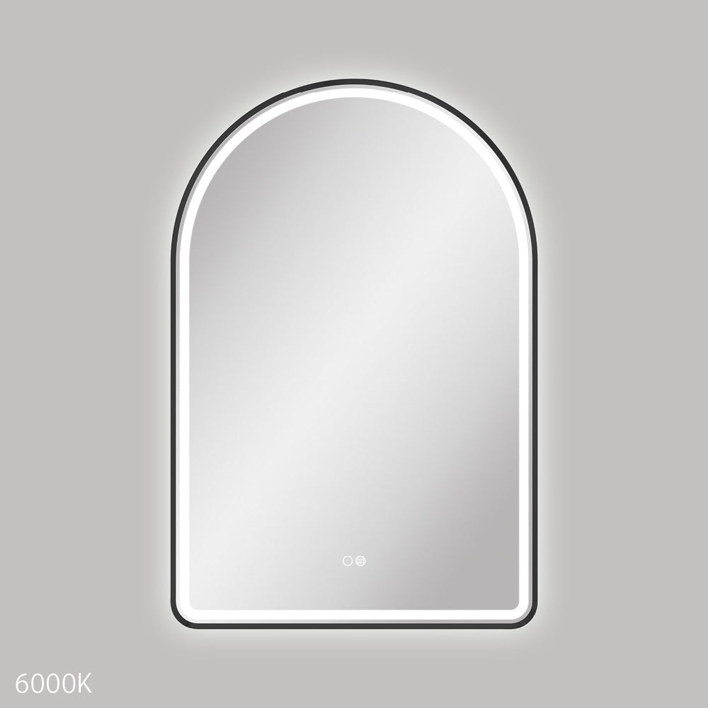 Fienza Valentina LED Matte Black Framed Mirror, 600 x 900mm
