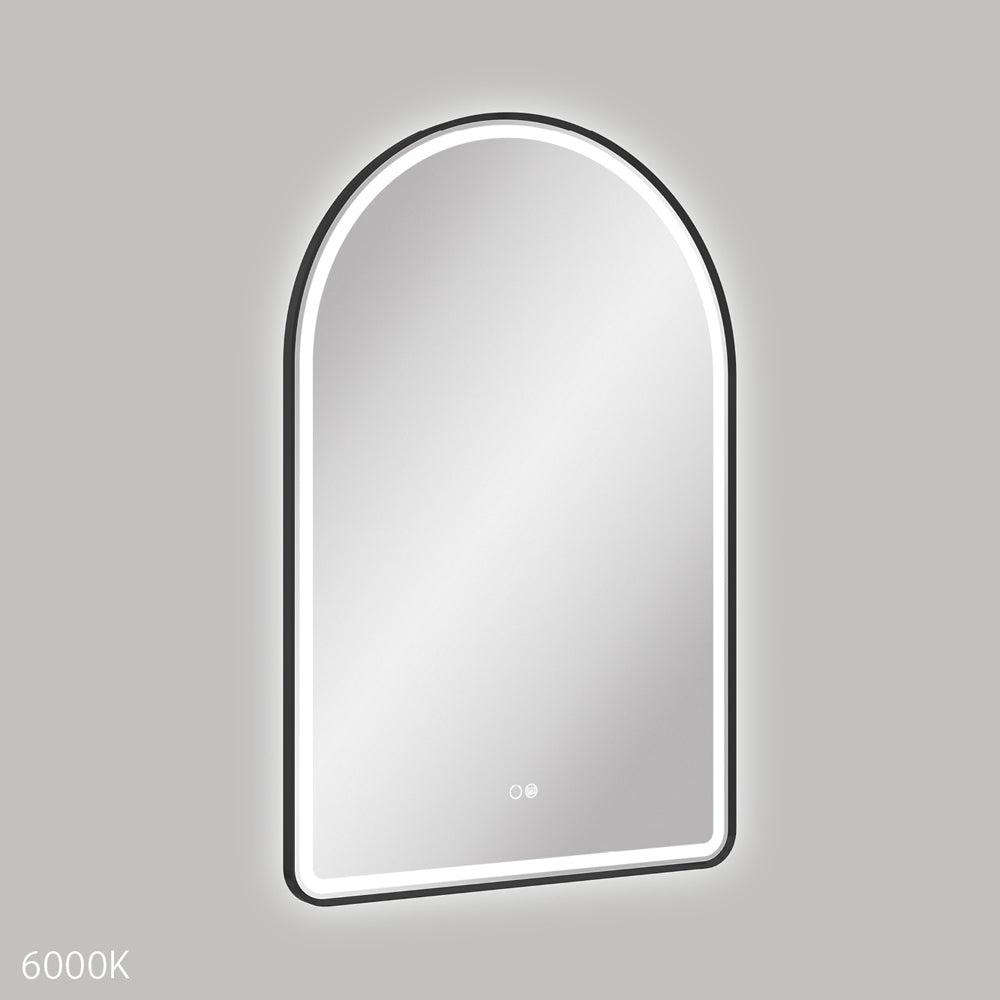 Fienza Valentina LED Matte Black Framed Mirror, 600 x 900mm