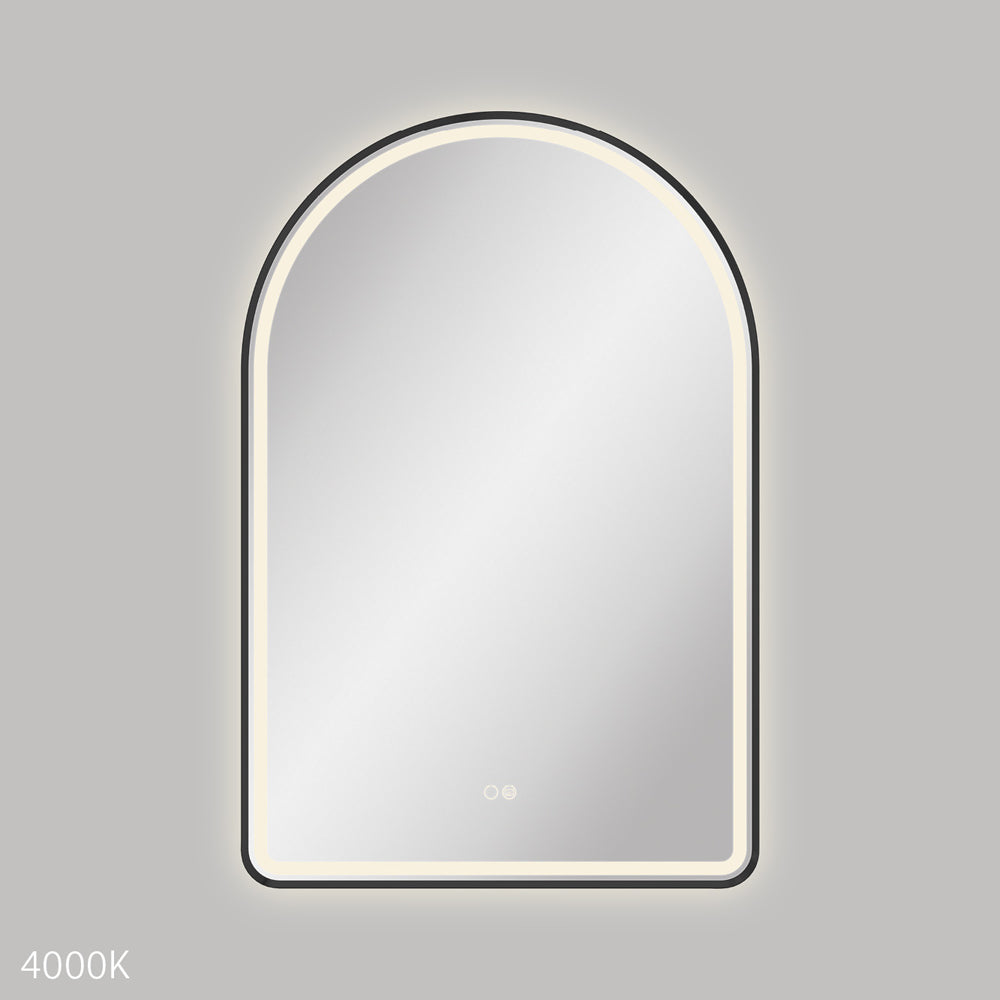 Fienza Valentina LED Matte Black Framed Mirror, 600 x 900mm