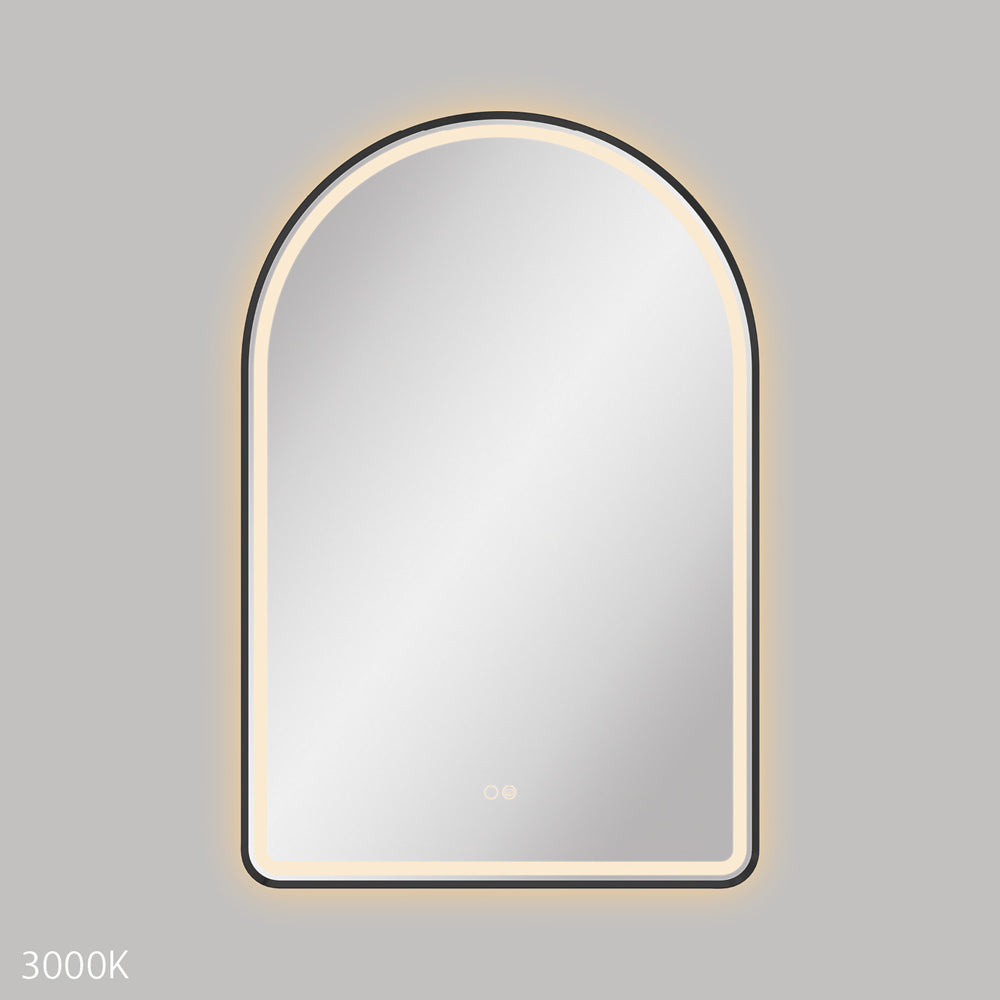 Fienza Valentina LED Matte Black Framed Mirror, 600 x 900mm