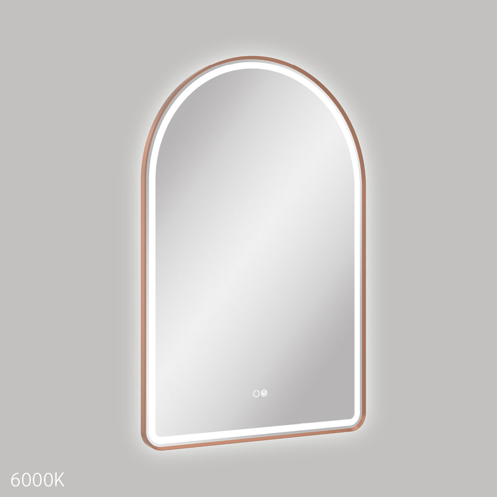 Fienza Valentina LED Brushed Copper Framed Mirror, 600 x 900mm