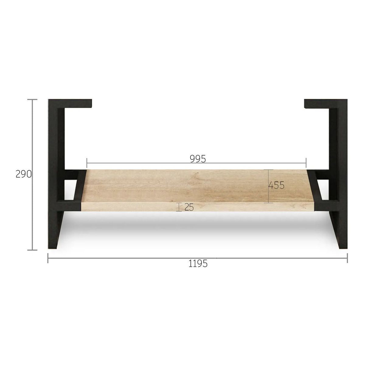 Otti Byron Leg With Shelf 1200mm (Leg Only) - Natural Oak