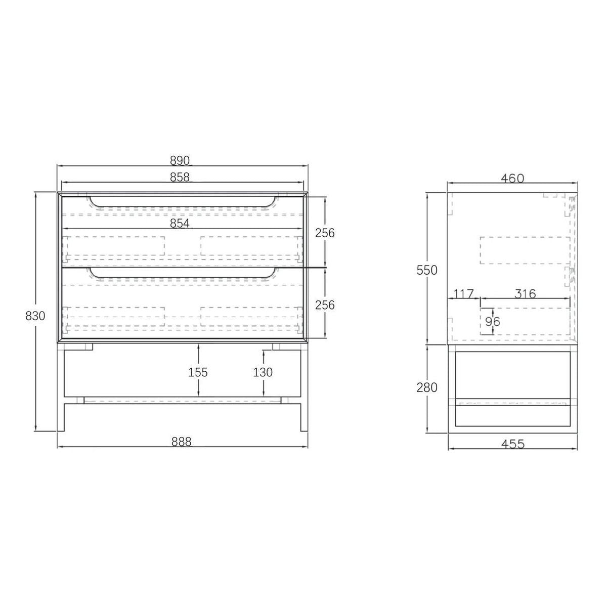 Otti Byron Leg With Shelf 900mm (Leg Only) - Black Oak