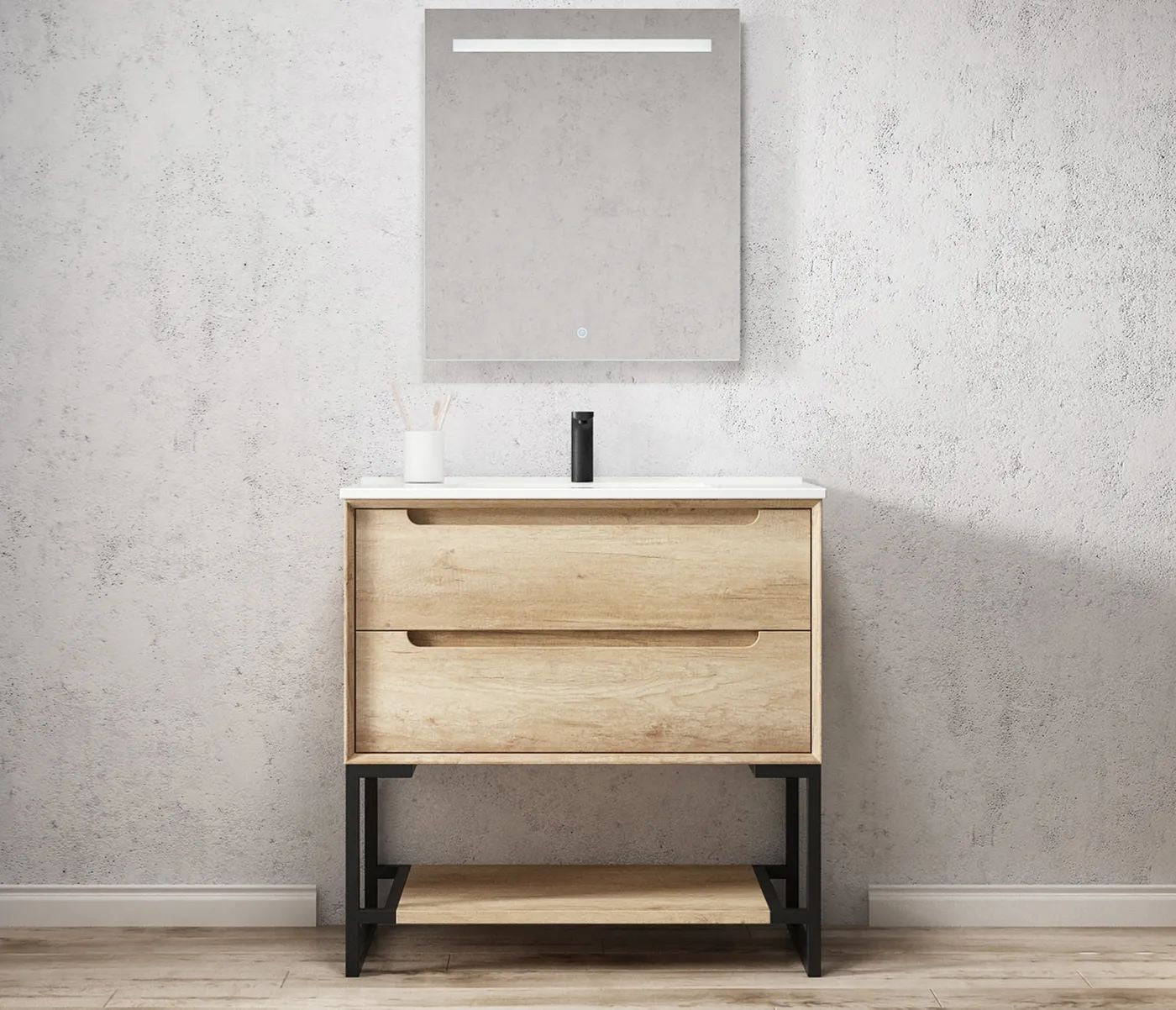 Otti Byron Leg With Shelf 900mm (Leg Only) - Natural Oak