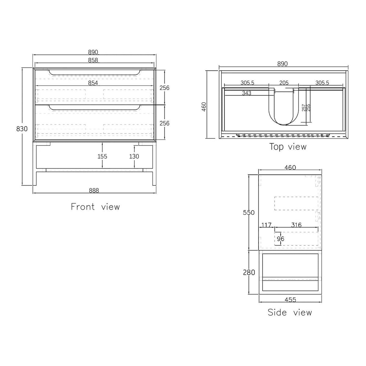 Otti Byron Leg With Shelf 900mm (Leg Only) - Natural Oak