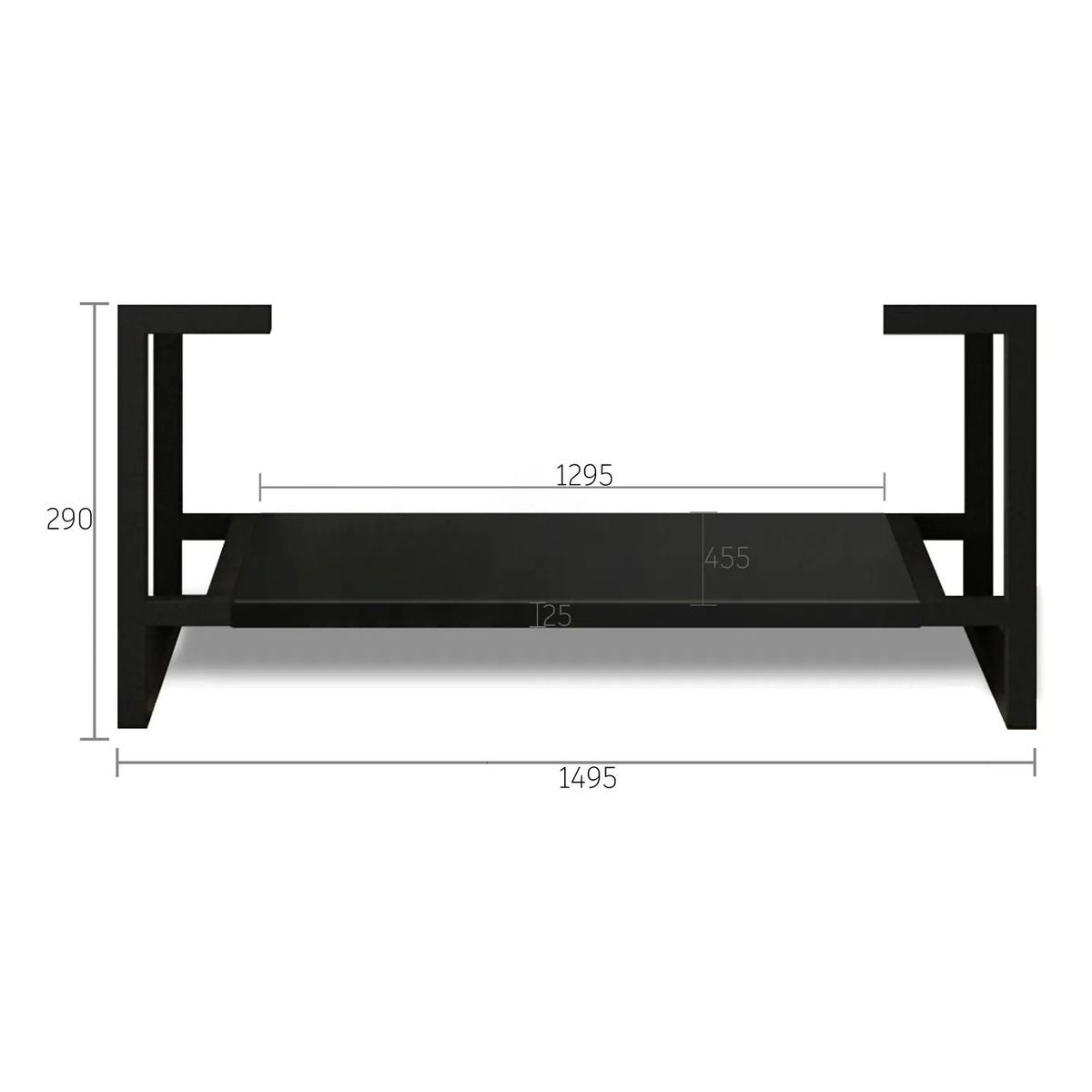 Otti Leg Marlo 1500X450 Matte Black - (Leg Only)