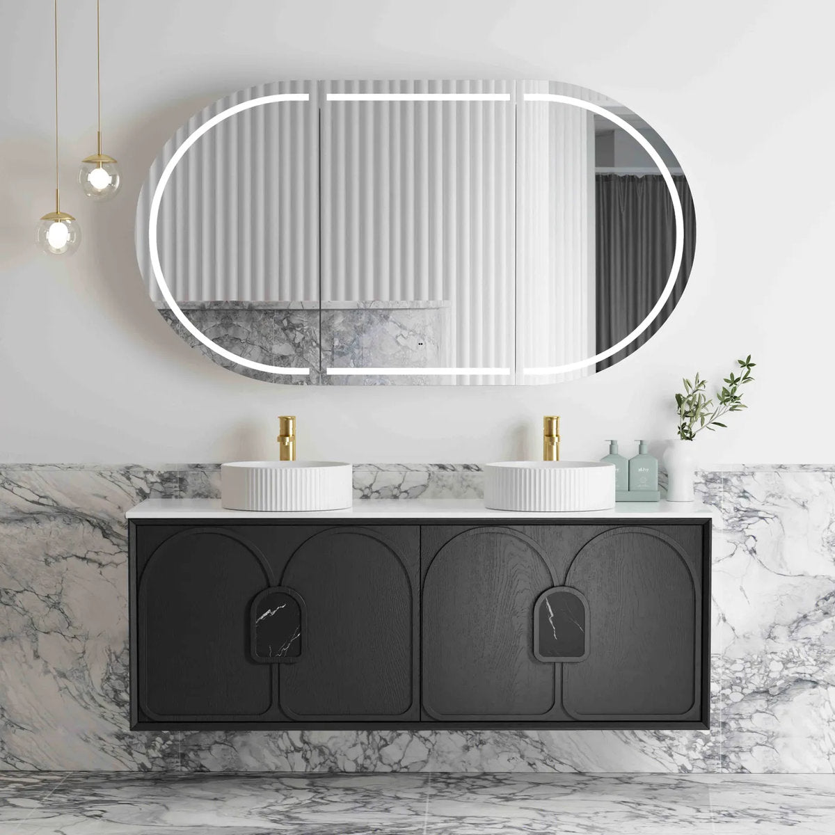 Otti Laguna 1500mm Black American Oak Wall Hung Cabinet