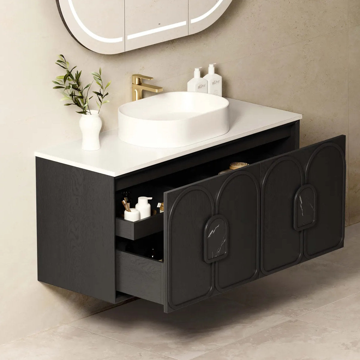 Laguna Mark II Black Oak 1200X460 Wall Hung Vanity
