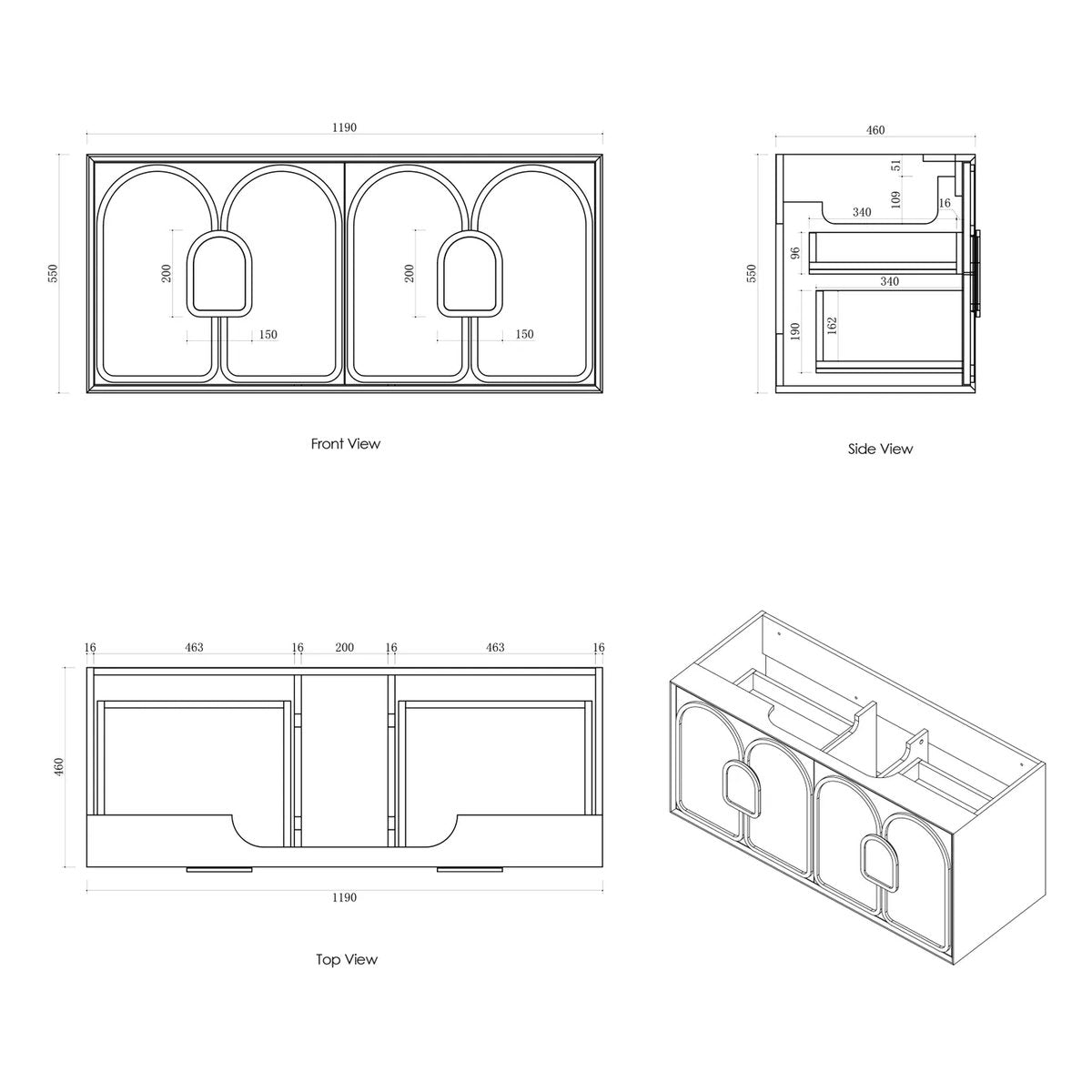 Laguna Mark II Woodland Oak 1200X460 Wall Hung Vanity