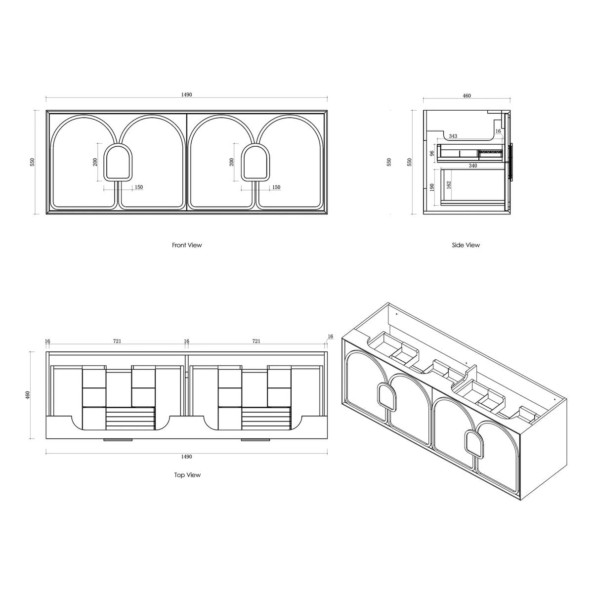 Laguna Mark II Woodland Oak 1500X460 Wall Hung Vanity