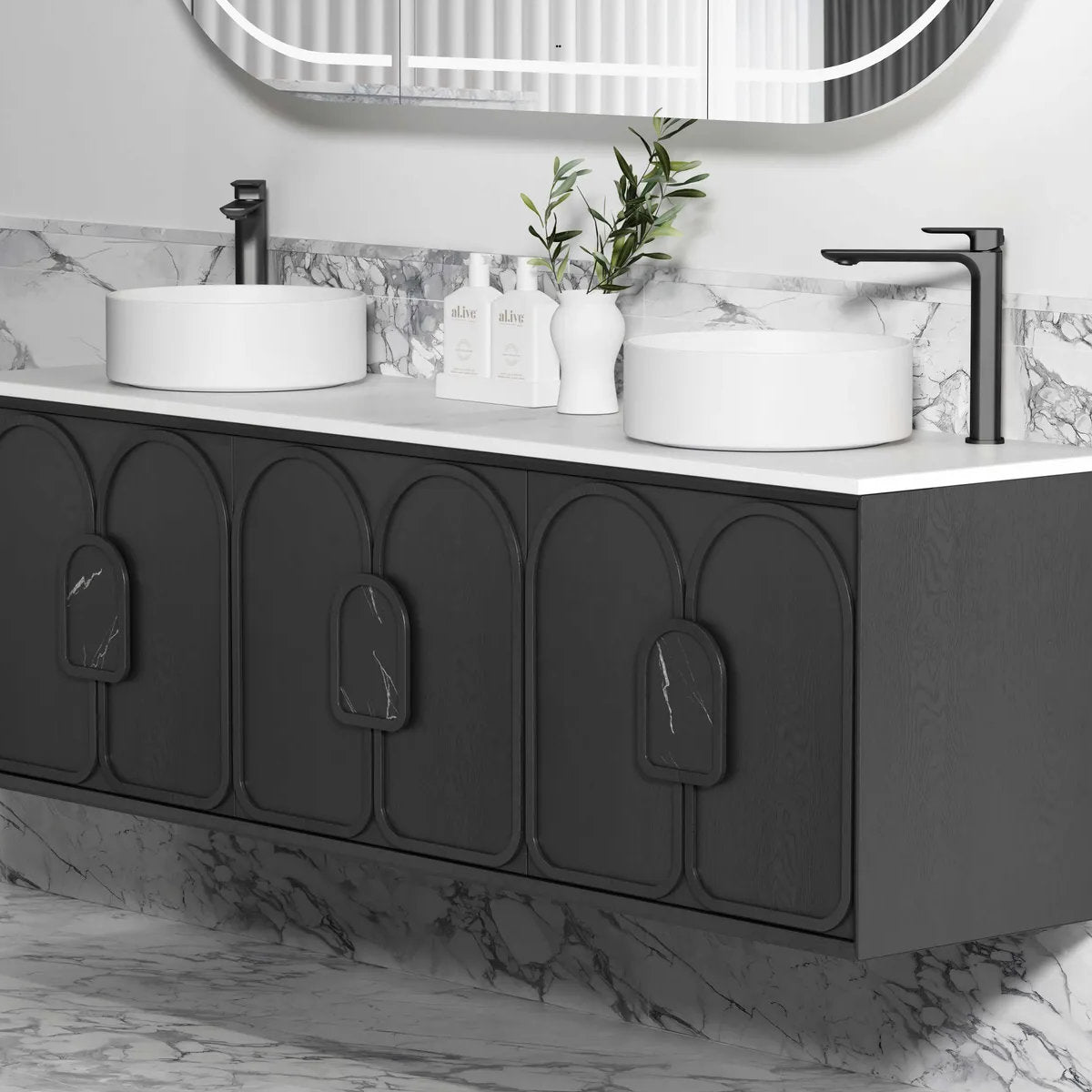 Laguna Mark II Black Oak 1800X460 Wall Hung Vanity