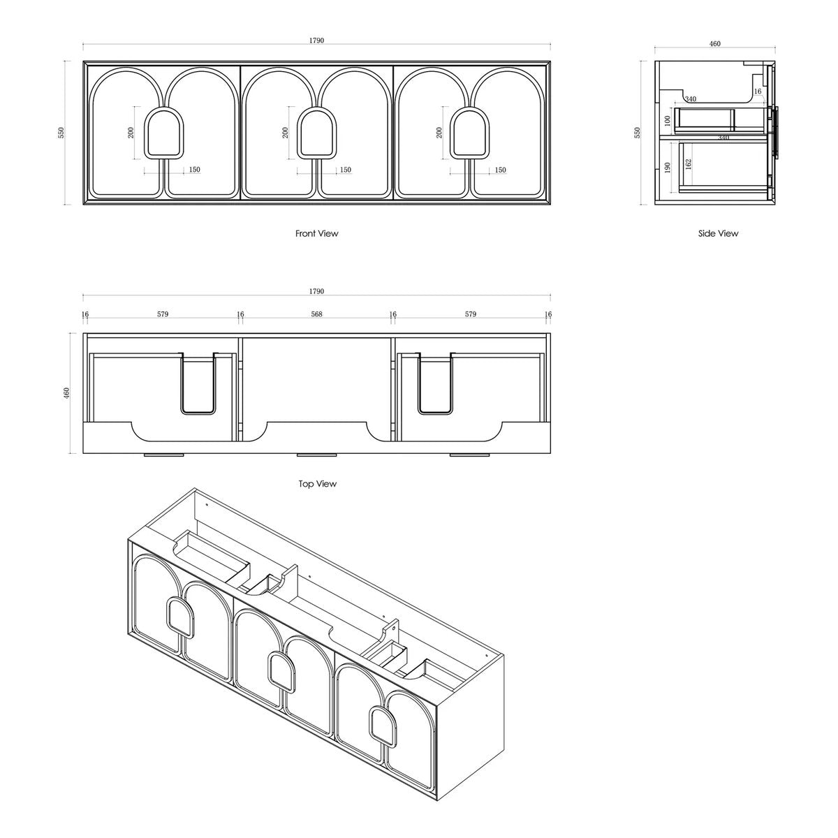 Laguna Mark II Woodland Oak 1800X460 Wall Hung Vanity