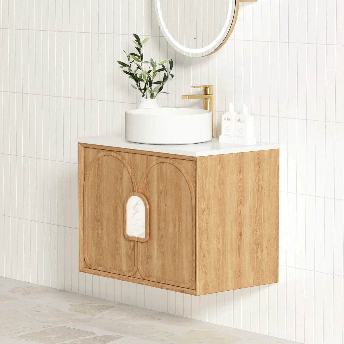 Laguna Mark II Woodland Oak 600X460 Wall Hung Vanity