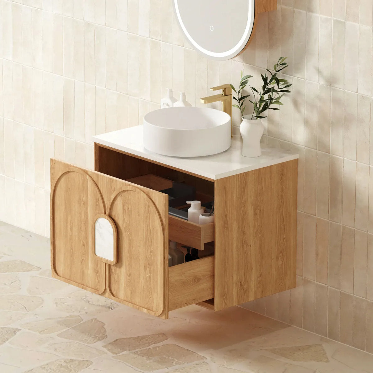 Laguna Mark II Woodland Oak 600X460 Wall Hung Vanity