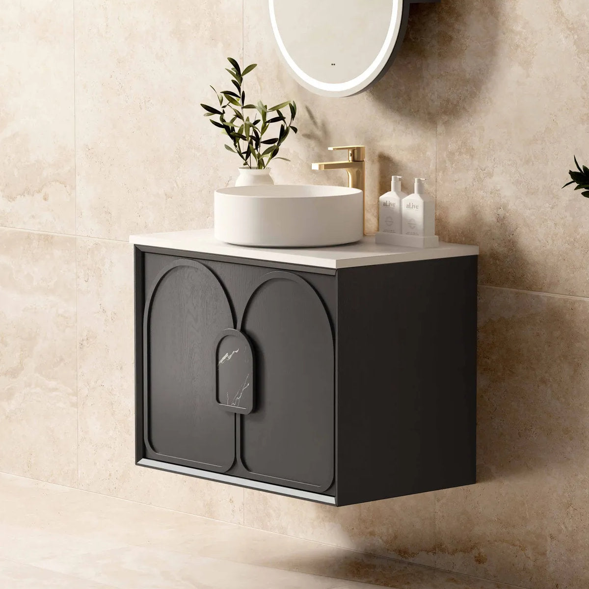 Laguna Mark II Black Oak 750X460 Wall Hung Vanity