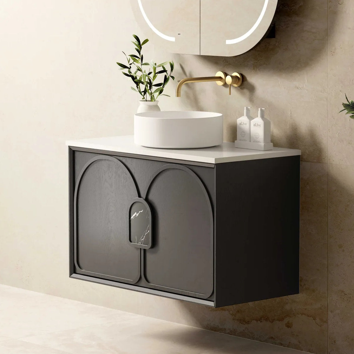 Laguna Mark II Black Oak 900X460 Wall Hung Vanity