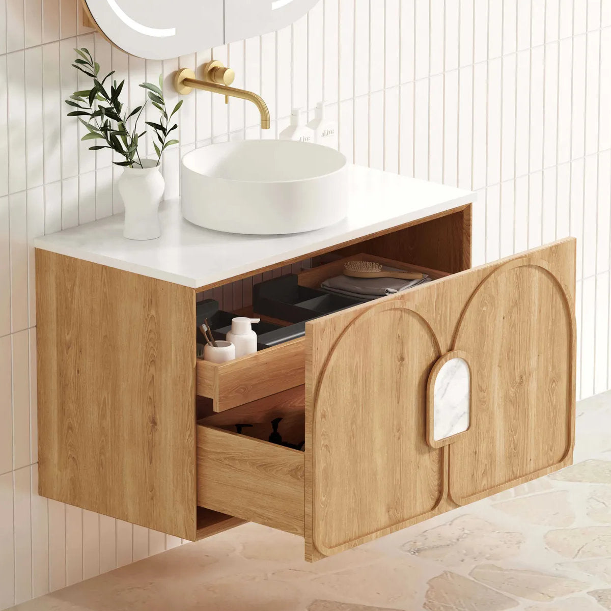 Laguna Mark II Woodland Oak 900X460 Wall Hung Vanity
