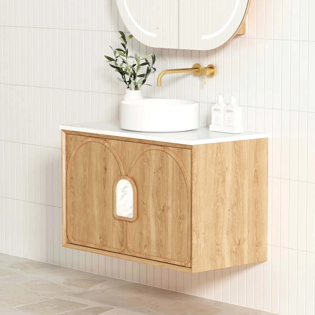 Laguna Mark II Woodland Oak 900X460 Wall Hung Vanity