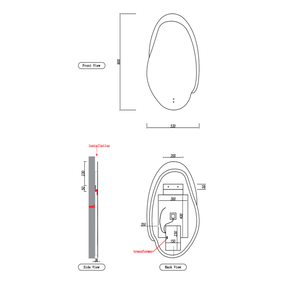 Aulic Evanston 530mm LED Mirror - Matte White