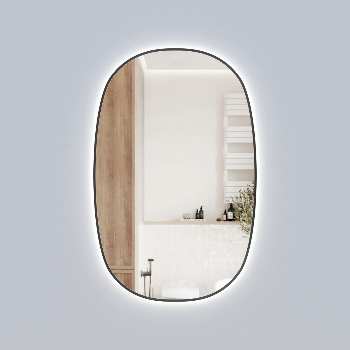 Aulic Valmont Vertical 580*900*30mm LED Mirror- Gun Metal